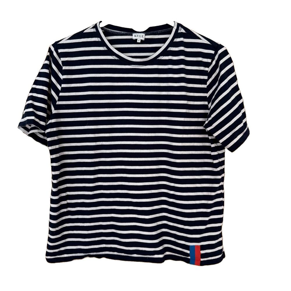Kule Shirt Womens Medium Blue/White Stripe Cotton Preppy Top Casual Ladies